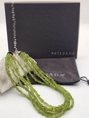 SILPADA Sterling Silver MULTI STRAND PERIDOT Beaded Necklace #N1402 Retired